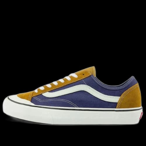 Vans Style 36 Splicing Contrasting Colors Low Tops Casual Skateboarding Shoes Unisex Navy Blue Yellow