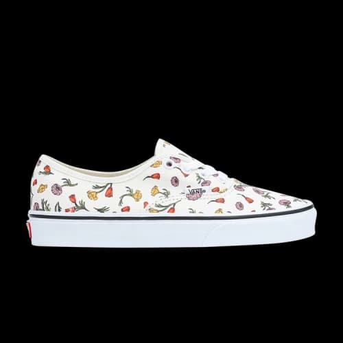 Vans Authentic Classic Casual Skateboarding Shoes Unisex Beige Flowers Printing 'White Purple Orange'
