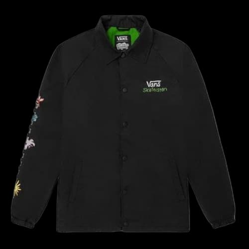 Vans Solid Color lapel Breathable Long Sleeves Loose Jacket Black