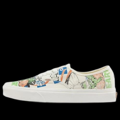 Vans Authentic Low Tops Casual Skateboarding Shoes Multi-Color Funny Printing Unisex 'White Black Blue'