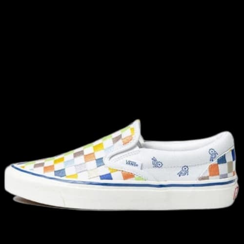 Vans slip-on Low Tops Casual Skateboarding Shoes Unisex White Blue Multi-Color 'White Yellow Blue'