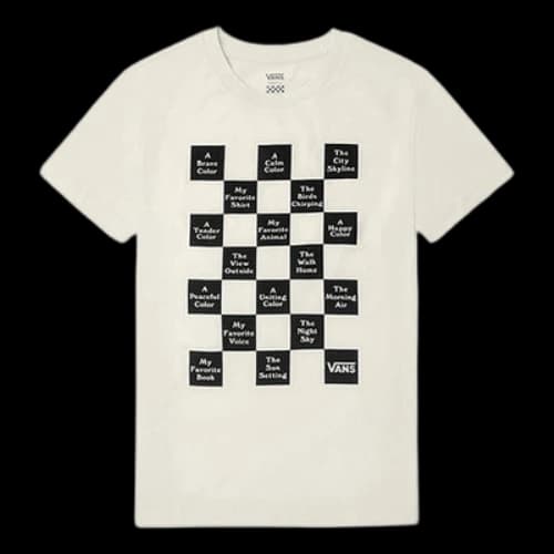 Vans Grid Printing Slim Fit Round Neck Short Sleeve Creamy White (Women's)