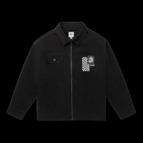 Vans Printing Embroidered lapel Zipper Long Sleeves Jacket Unisex Black