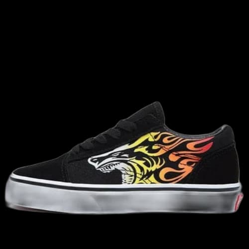 Vans Old Skool Low Tops Skateboarding Shoes Black Orange