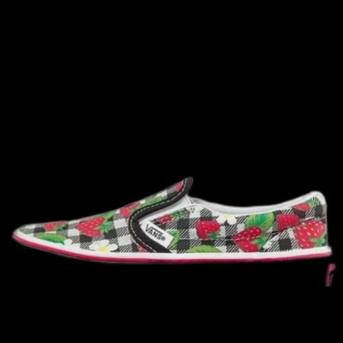 Vans Slip-On Casual Skateboarding Shoes Black White Printing 'Black White Red'