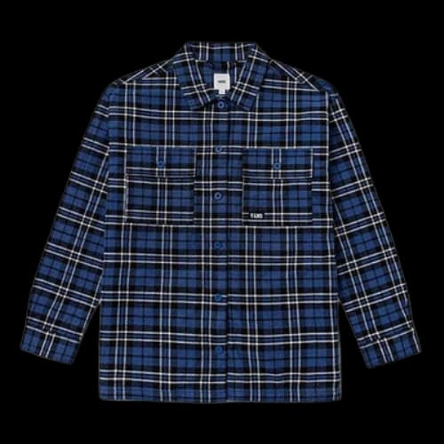 Vans Contrasting Colors Plaid Logo Printing Long Sleeves Blue Shirt (Women's)