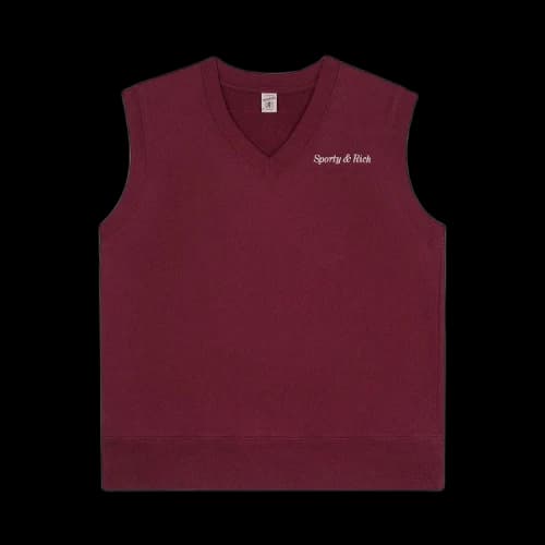 Sporty & Rich Classic Logo Embroidered V-Neck Vest 'Merlot'