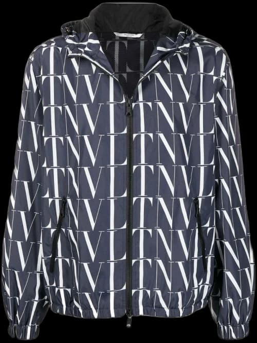 Valentino Allover Logo Zip Up Jacket Navy/White