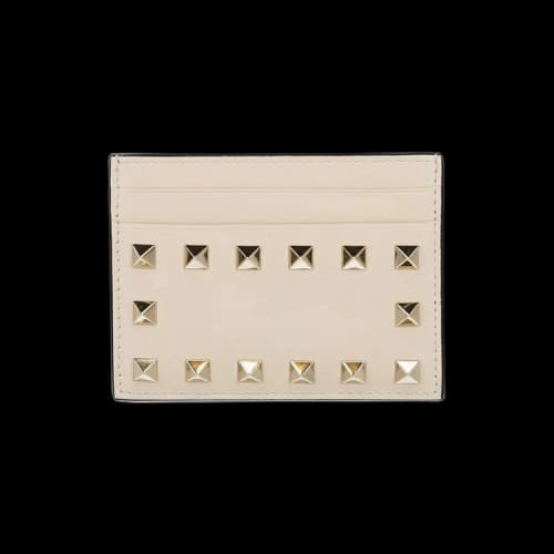 Valentino Vitello Rockstud Card Holder 'White'