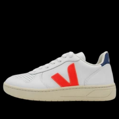 Veja V-10 Leather 'White Orange Fluo Combalt'