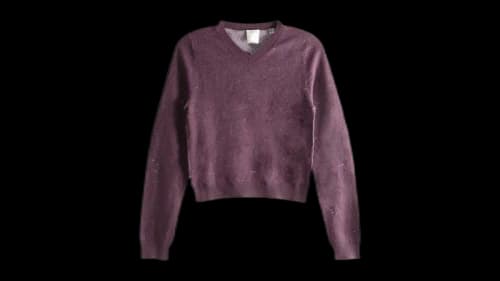 Calvin Klein Women's Vintage Felted V Neck Sweater Barolo