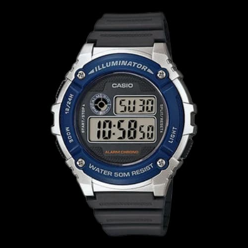 CASIO Multifunction Retro Watch Resin Tape 50 waterproof LED Mens Black Digital
