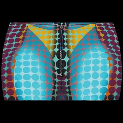 Jean Paul Gaultier Center Front Zip Closing Mini Skirt Blue Purple Yellow