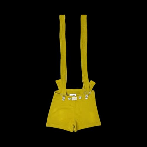 Jean Paul Gaultier Cotton Ribbed Short With Gaultier Patch and Overall Buckles 'Green'