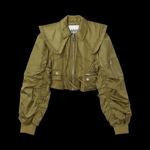 GANNI Duchesse Nylon Fitted Jacket 'Boa'