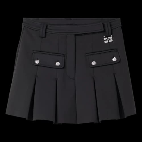 GANNI Scuba Neoprene Pleated Mini Skirt 'Phantom'