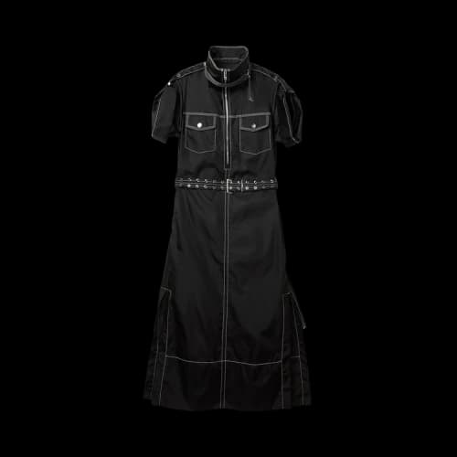 GANNI Duchesse Nylon Cowl Neck Long Dress 'Black'