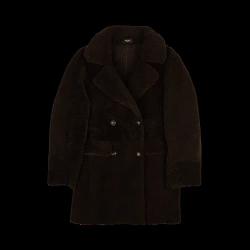 Amiri Shearling Fur Pea Coat 'Brown'