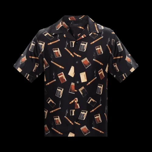Amiri Dupont Falling Print Short-Sleeve Shirt 'Black'