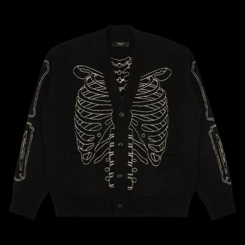 Amiri Skeleton Intarsia Cardigan 'Black'