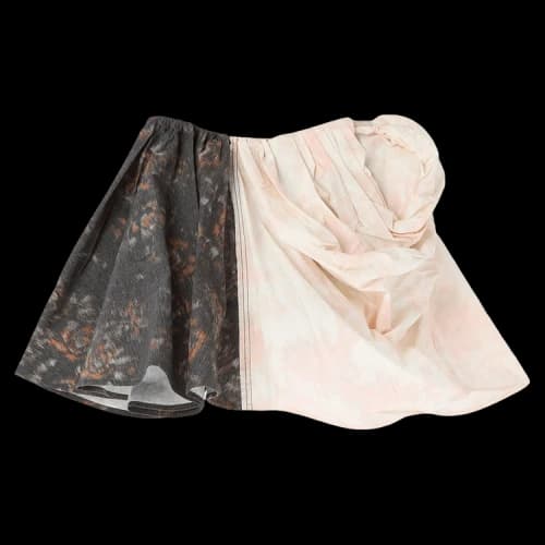 GANNI Printed Stretch Cotton Draped Mini Skirt 'Phantom'