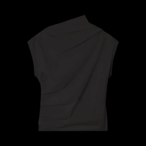 GANNI Stretch Cotton Ruched Top 'Black'