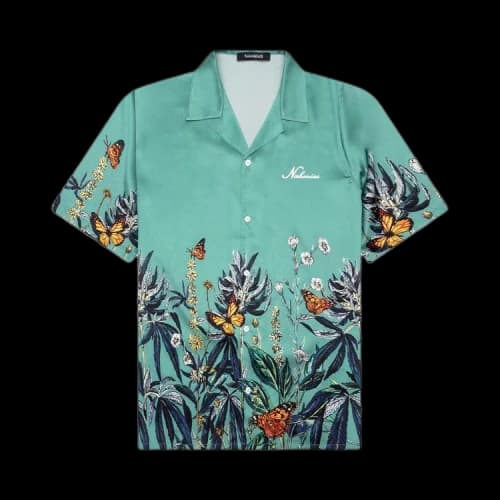 Nahmias Botanical Silk Short-Sleeve Shirt 'Jade Green/Multicolor'