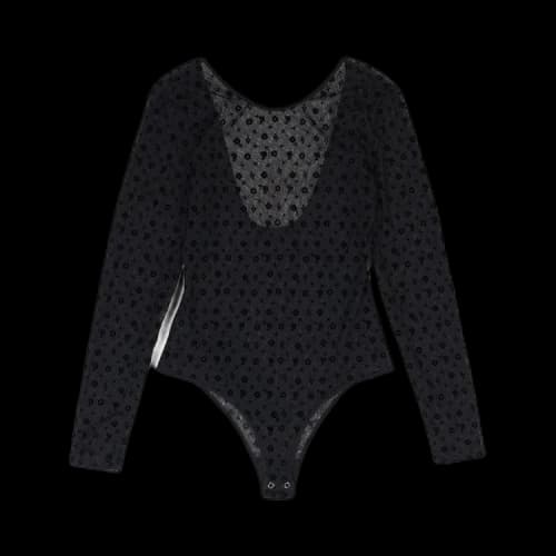 PURPLE BRAND Mesh High Cut Bodysuit 'Black'