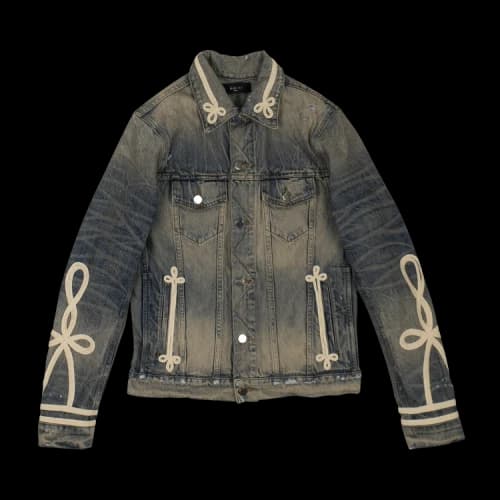 Amiri Denim Roping Slim-Fit Trucker Jacket 'Black'