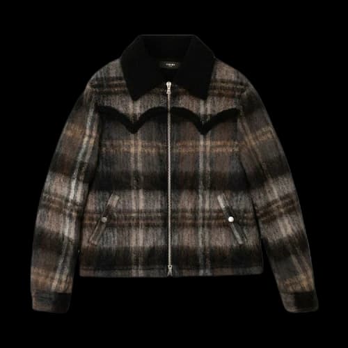 Amiri Plaid Short Trench Coat 'Grey'