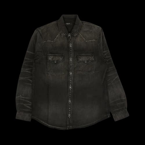 Amiri Rough Studded Denim Button Down Shirt 'Black'