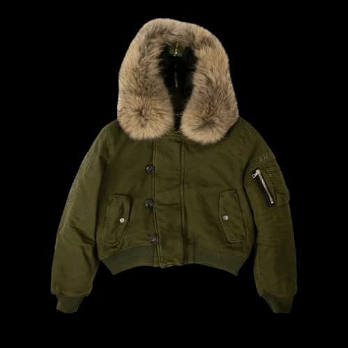 Amiri Fur Hooded Bomber Jacket 'Green'