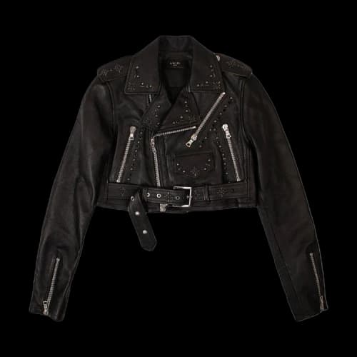 Amiri Leather Studded Cropped Jacket 'Black'