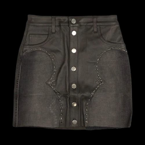 Amiri Western Denim And Leather Mix Mini Skirt 'Black'