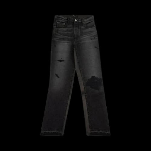 Amiri Leather Hybrid Cropped Jeans 'Black'