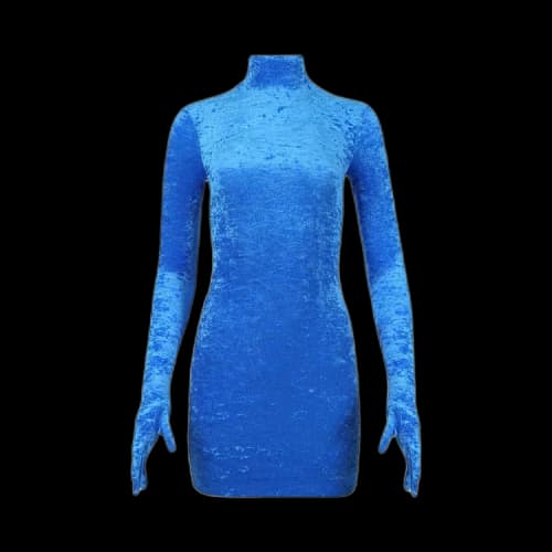 Vetements Velvet Styling Dress With Gloves 'Blue'