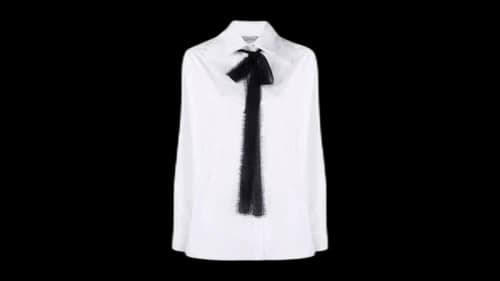 Valentino Women's Garavani Pointed-Collar Pussy-Bow Blouse White