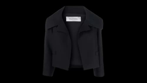 Valentino Women's Garavani Oversized Collar Cropped Jacket Black