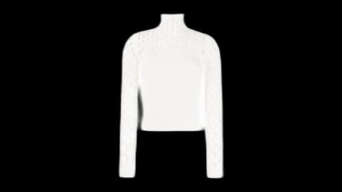 Valentino Women's Open-Knit Roll-Neck Top Neutrals