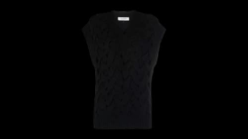 Valentino Women's Garavani Open-Knit Wool-Blend Vest Black