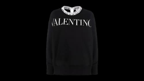 Valentino Women's Logo-Print Long-Sleeve Sweatshirt Black