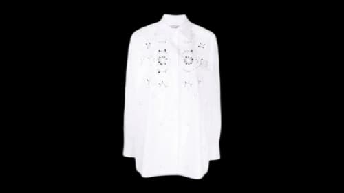 Valentino Women's Garavani Cut-Out Detail Long-Sleeve Shirt White