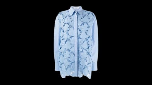 Valentino Women's Garavani Long-Sleeve Lace Shirt Lilac