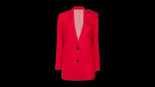 Valentino Women's Floral Applique V-Neck Blazer Red