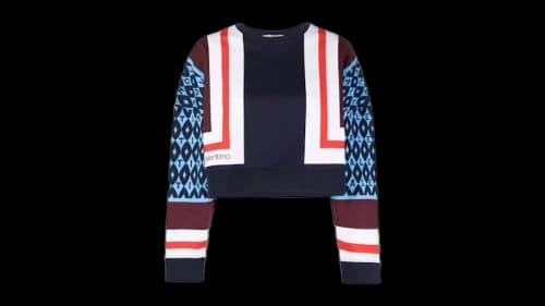 Valentino Women's V-Print Cropped Sweatshirt Blue