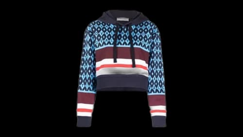 Valentino Women's Garavani Logo-Print Striped Hoodie Celeste/Blue