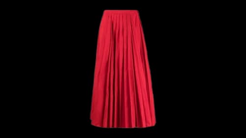 Valentino Women's Fully Pleated Midi Skirt Red