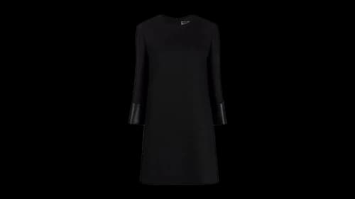 Valentino Women's Leather-Trim Virgin Wool-Blend Dress Black