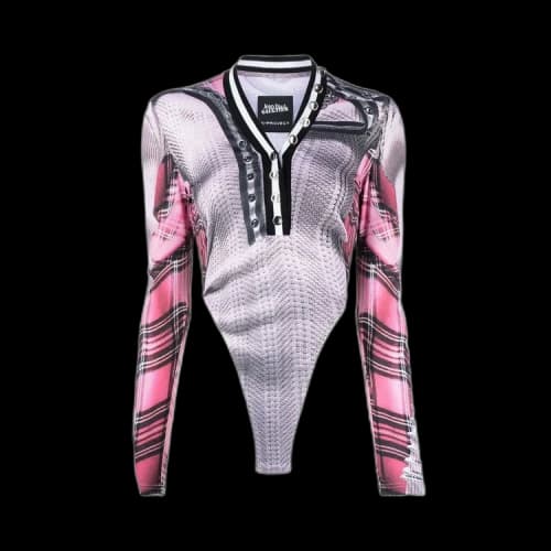 Y/Project Trompe L'Oeil Cardigan Bodysuit 'Pink/White'