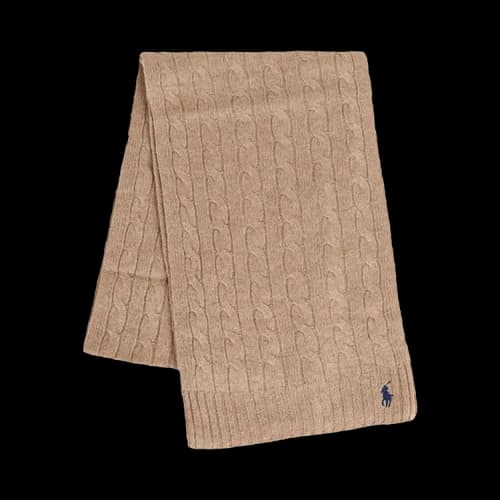 Polo Ralph Lauren Wool Cashmere Classic Cable Scarf 'Camel'